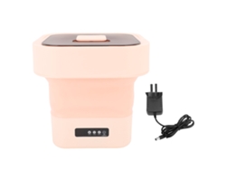 Máquina De Lavar Portátil 10l Dobrável Com Centrifugação Suave Totalmente Automática Para Roupa De Bebê Rosa Plug Us
