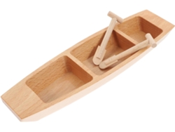 Modelo Realista De Canoa En Miniatura De Construcción Natural Con Acabado Liso.
