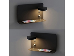 Aplique De Pared Led Ajustable (12w) Con Puerto De Carga Usb – Aplique De Pared Moderno Para Interiores Con Interruptor - Paquete De 2