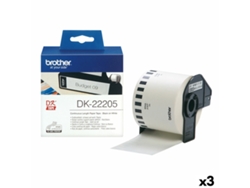 Rollo de Papel Contínuo Brother DK-22205 Negro/Blanco (3 Unidades)