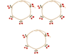 De 3 Cadenas De Diseño Para Mujer: Pulsera De Cerezas Con Piedras Preciosas Para Joyería.