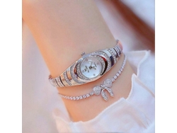Reloj ovalado pequeño para mujer con cadena y diamantes Bs Bee Sister Fa1540 Hengrongshen