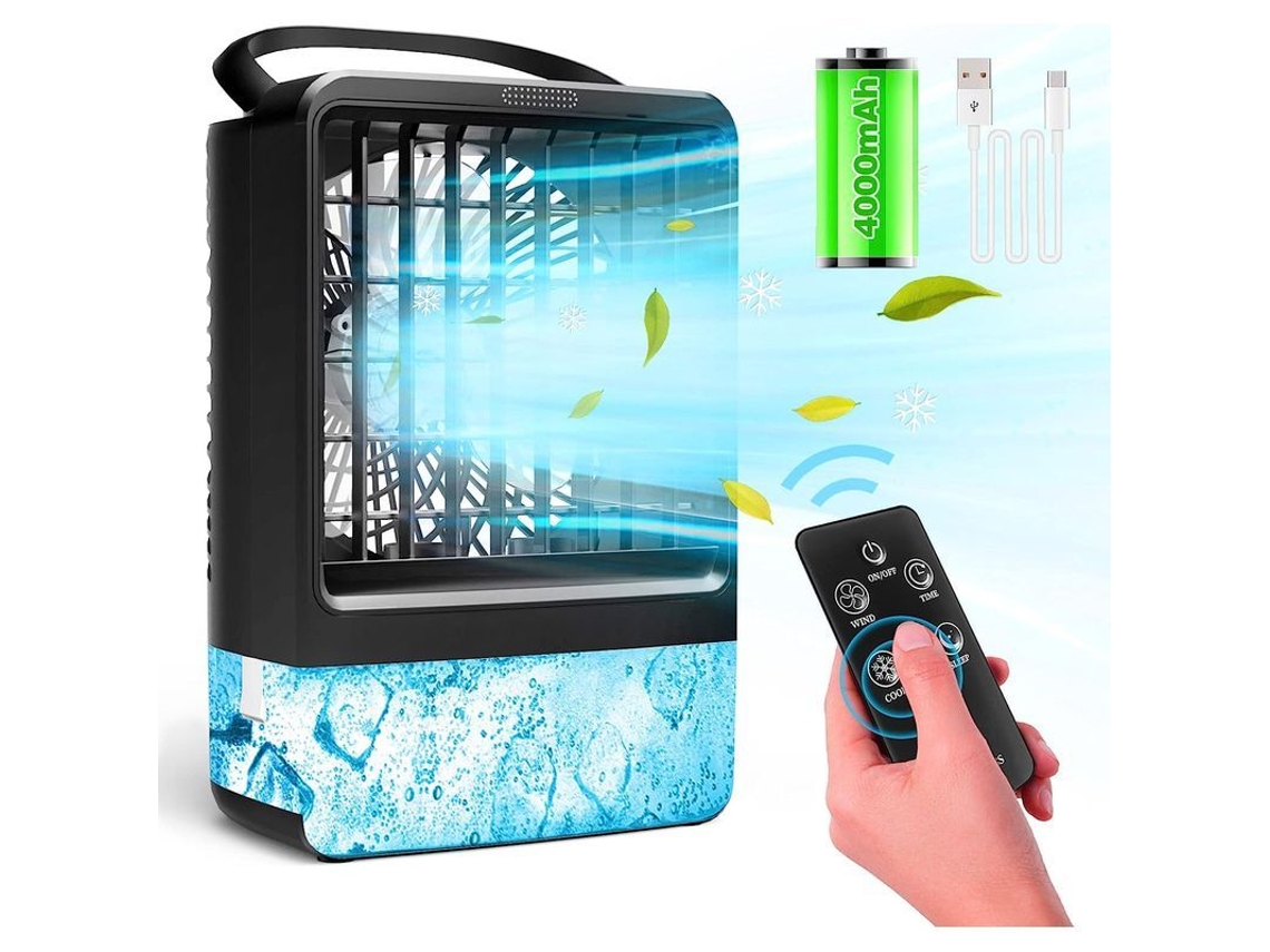 Ventilador De Aire Acondicionado Portátil De 4000 Mah, 4 En 1, 3 Velocidades, Temporizador De 2h/4h.