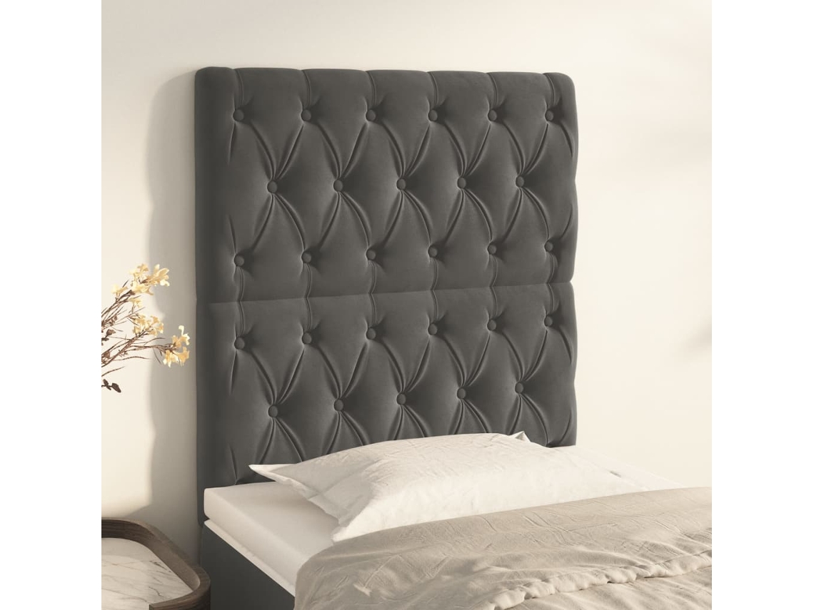 Cabeceros 2 Unidades De Terciopelo Gris Oscuro 80x7x78/88 Cm
