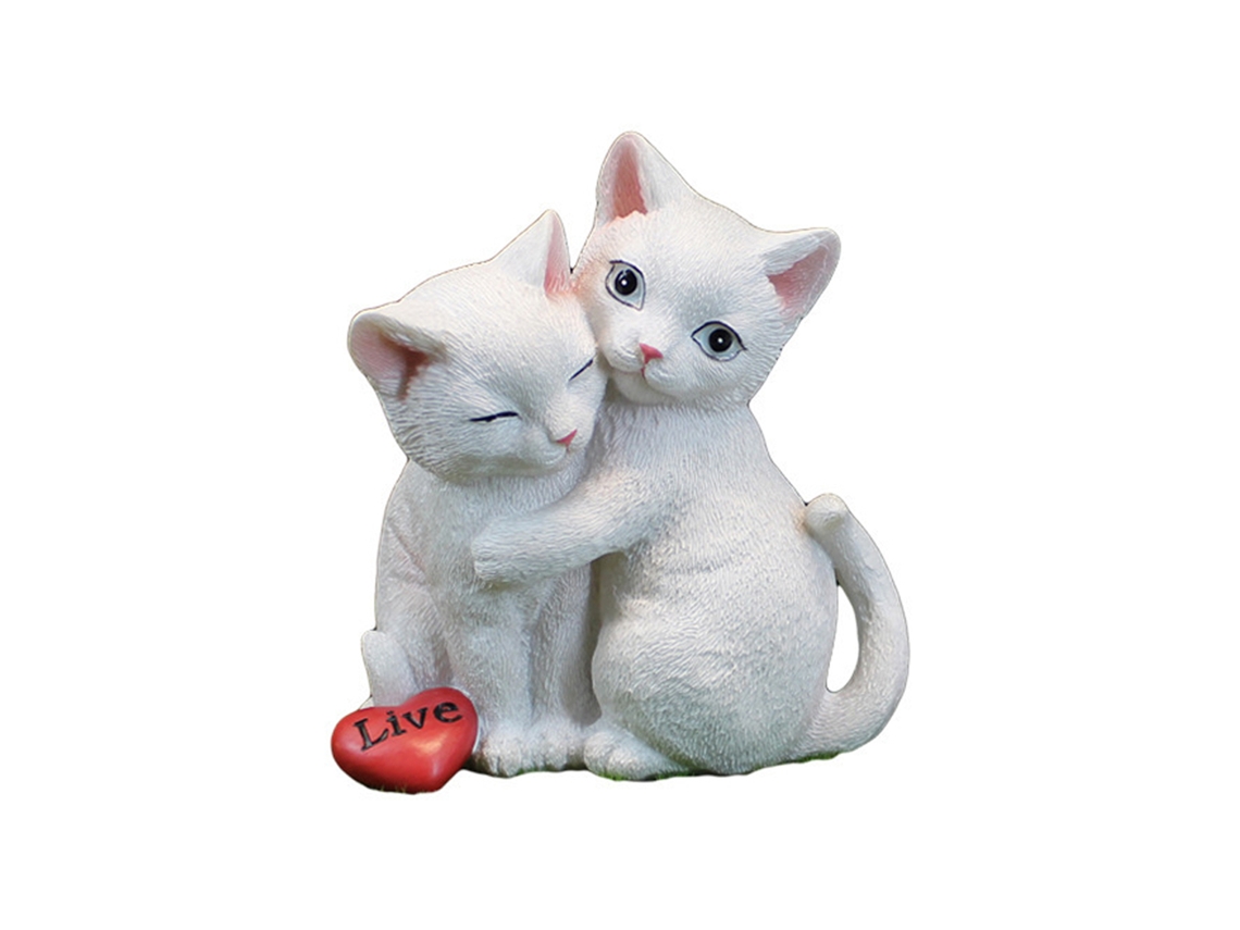 Adorno De Estatua De Gato Blanco En Resina Para Jardín Y Decoración Del Hogar - Lindo