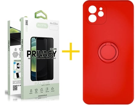 Carcasa + Protector de Pantalla para iPhone 11 ACCETEL Rojo