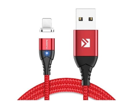 Cable Magnético De Carga Rápida Con Led Usb Lightning Iphone Rojo
