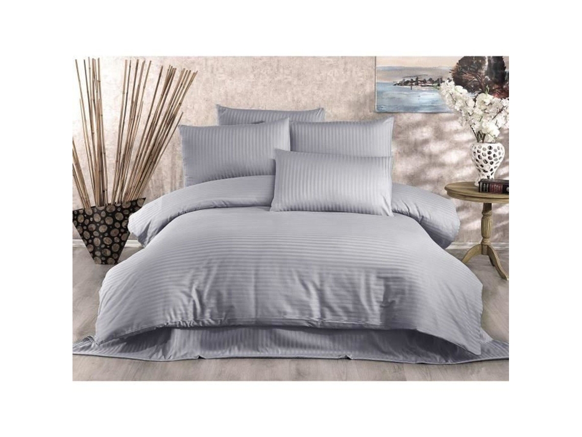 Juego De Cama - Funda Nórdica 220 X 240 + 2 Fundas De Almohada 60 X 60, 70% Poliéster - Gris