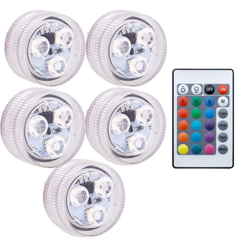 Luz subacuática con 3 LED RGB, 16 colores, IP68, para piscinas, jarrones, estanques y decoración exterior sumergible. Aeuzwr