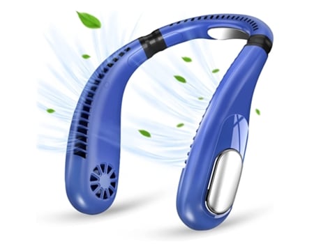 Ventilador de cuello portátil 6000 Mah Ventiladores personales recargables Ventilador de refrigeración portátil 360 Azul BISBISOUS
