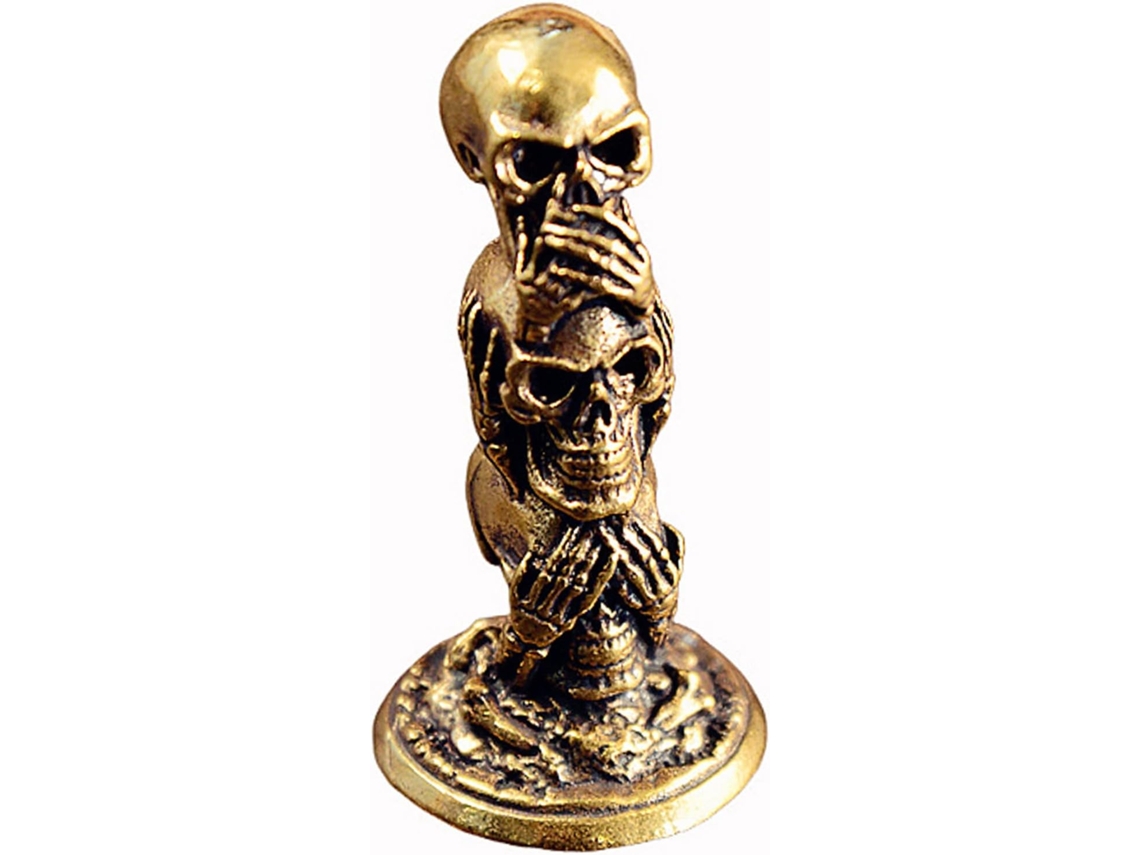 Juego De 3 Estatuas De Calaveras De Latón - Decoración De Oficina Para Halloween, Fiestas, Regalo Misterioso