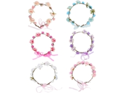 6 Piezas De Diademas Con Estampado Floral Sintético Para Un Accesorio Para El Cabello Elegante Y Cómodo.