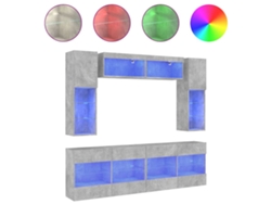 Maison Exclusive - Muebles De Tv De Pared Con Luces Led 6 Piezas Gris Hormigón
