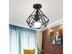 Lámpara De Techo Led Industrial Vintage De Metal Con Jaula Diamante E27 25cm