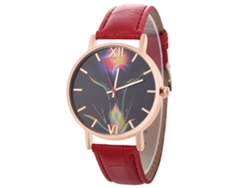 Reloj De Cuarzo Con Correa De Cuero, Estilo Sencillo, Adorno De Moda Para Enamorados (rojo)