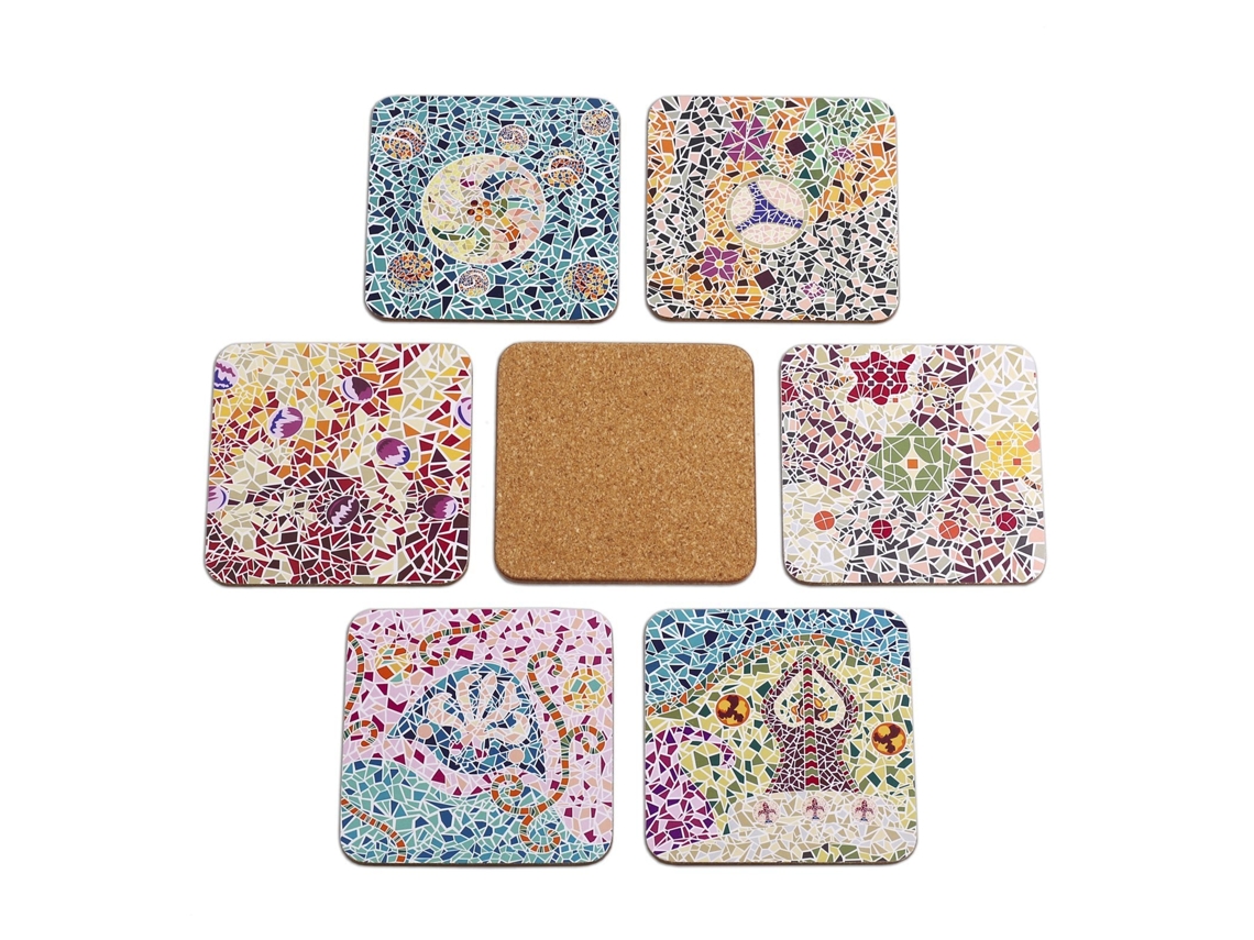 Pack de 6 Bases para Vasos JAVIER (10 x 10 cm - Madera y Corcho)