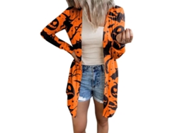Blusa De Mujer De Manga Larga Con Frente Abierto, Chaqueta Informal Ligera Y Suave Para Halloween, Amarillo Oscuro, Talla M