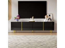 Mueble de TV L 170 cm con 4 Puertas MDF Estilo Negro