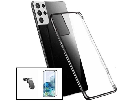 Kit Funda, Protector y Soporte Samsung Galaxy S21 Ultra 5G PHONECARE Negro