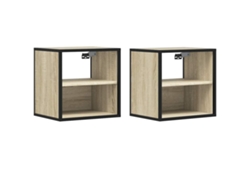 Juego de 2 mesitas de noche de pared de roble Sonoma MAISON EXCLUSIVE (40 x 31 x 39,5 cm)