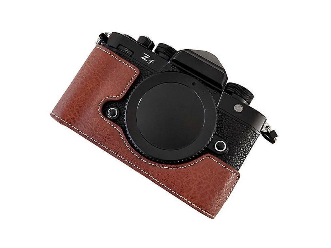Estuche para cámara compatible con Nikon Zf, medio cuerpo, textura de búfalo, piel sintética, cubierta inferior Facpoet