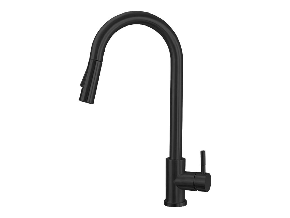 Grifo Giratorio De Acero Inoxidable De Doble Función (negro) Para Agua Fría Y Caliente, Extraíble - 210 X 50 X 430 Mm