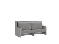Cama Individual Abatible Kando Con Sofá De Hormigón, Gris