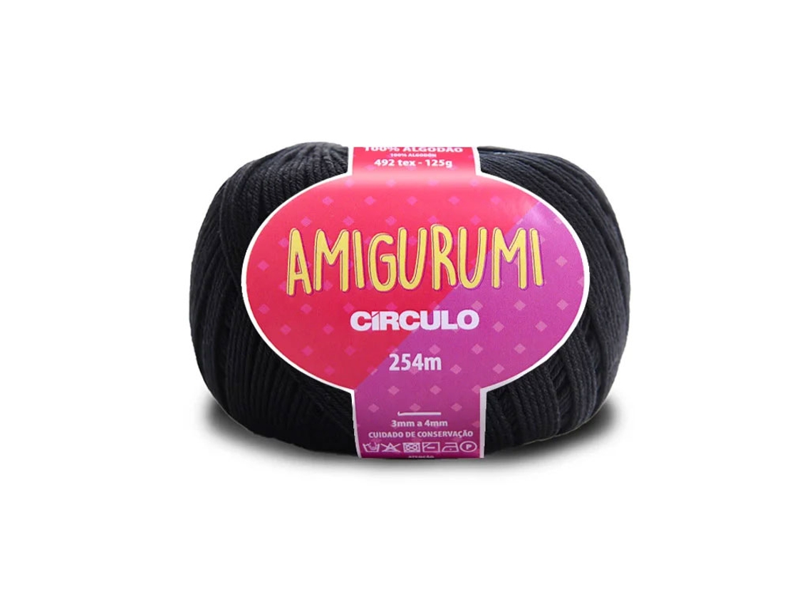 Hilo de crochet circular para amigurumi, 125 g, color negro 8990