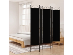 Biombo Divisor | Biombo Separador | Separador De Ambientes De 5 Paneles De Tela Negro 200x200 Cm