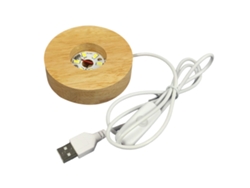 JILLIOPER Expositor iluminado con base LED de madera, luz blanca fría, diseño elegante, alimentación por USB, amplias aplicaciones, material duradero, para artí