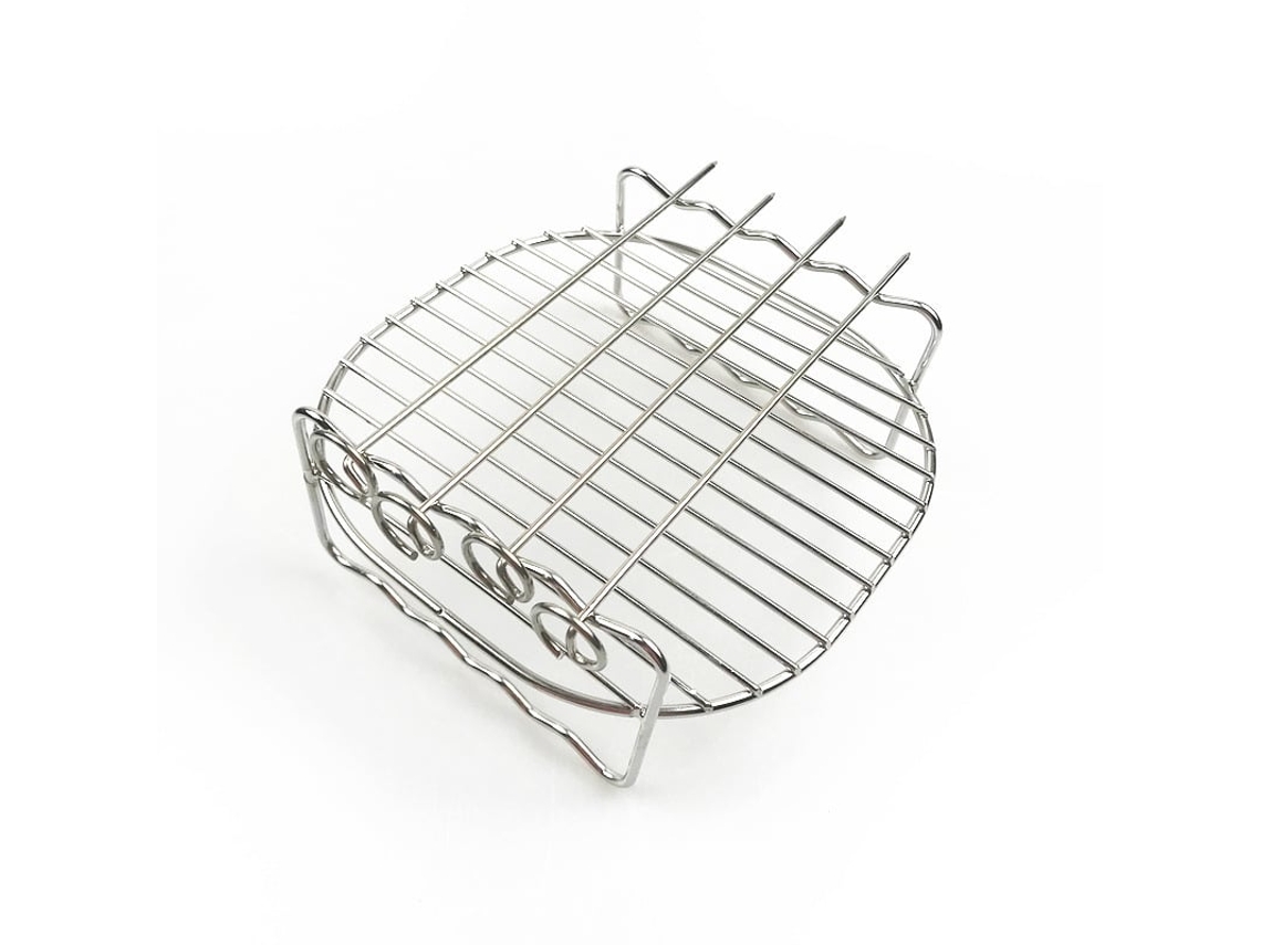 Parrilla De Freidora De Aire Extraíble De Acero Inoxidable De Tres Capas (19,2 X 12,7 Cm): Cocción En Tres Capas, Resistente Al Calor.