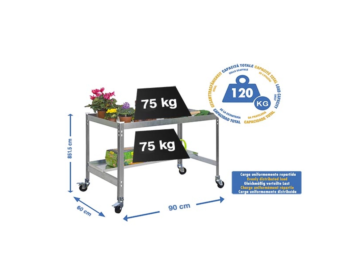 Mesa de cultivo Simongarden Desk Mob. 900x600 Gris/galva
