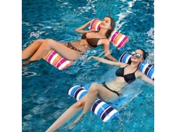 Flotador Inflable 4 En 1 Para Piscina Para Adultos, Colchón De Aire, Hamaca De Piscina, Azul Y Naranja.