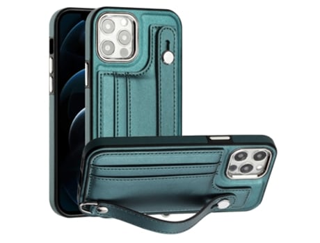 Funda Mobile Phone Cases Shockproof With Wrist para iPhone 12 Piel Marrón