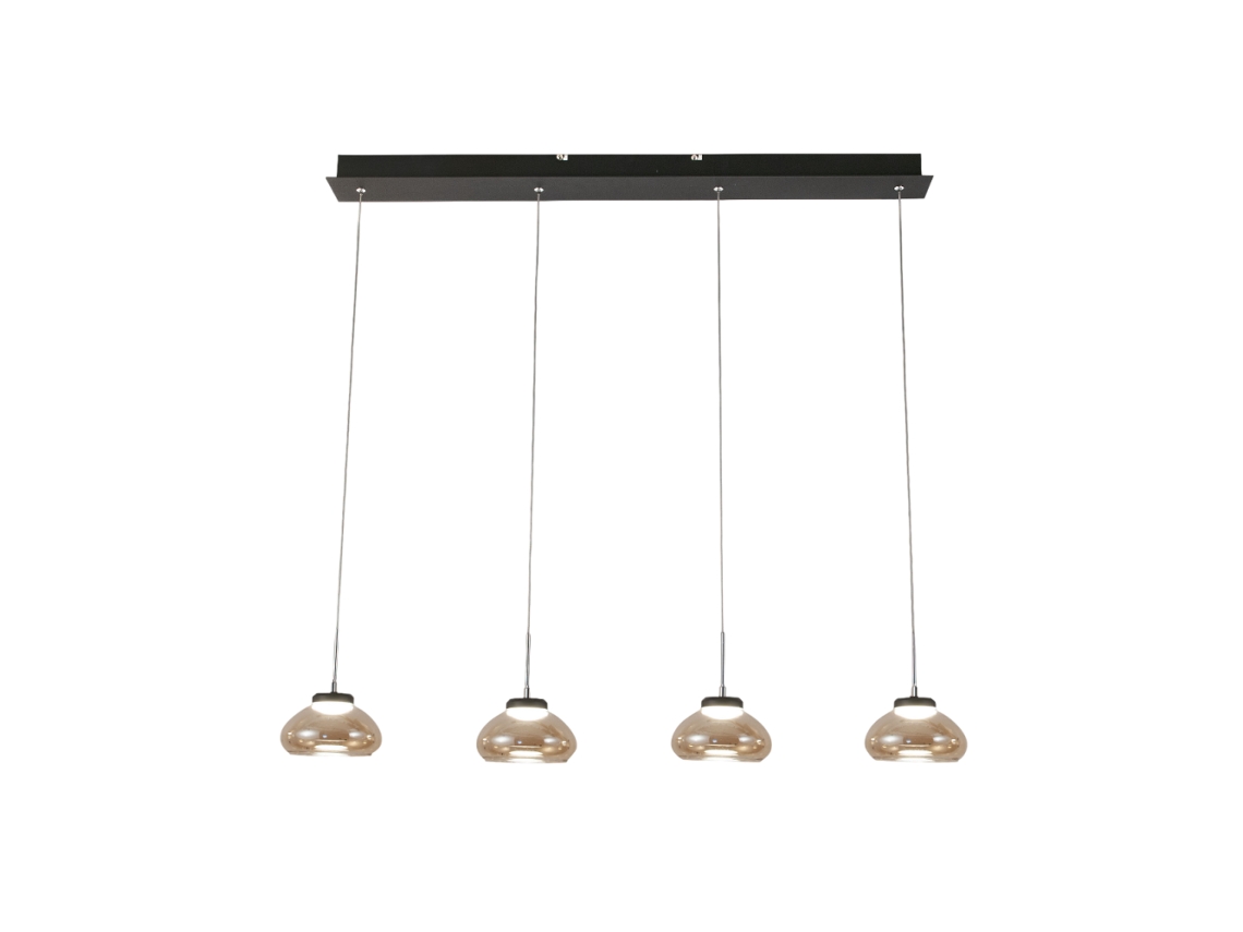 Lámpara colgante Arabella Fabas Luce con 4 bombillas LED de 32 W, color ámbar, diseño moderno
