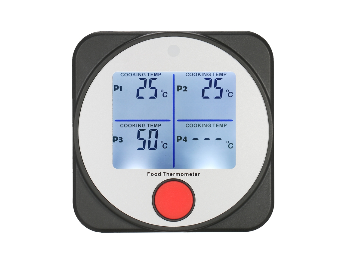 Termómetro inalámbrico Bluetooth para carne con 4 sondas inteligentes para barbacoa de cocina, con pantalla retroiluminada y alarma.