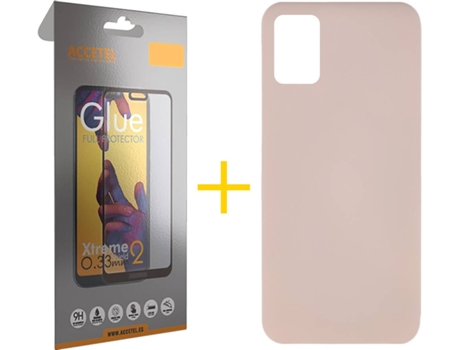 Kit Funda + Protector de Pantalla Samsung Galaxy A51 ACCETEL Full Silicona Líquida (Rosa Claro)
