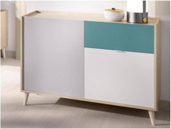 Aparador 2 Puertas y 1 Cajon DKIT Nova (Blanco/Gris/Natural/Esmeralda - 75x105x43 cm)