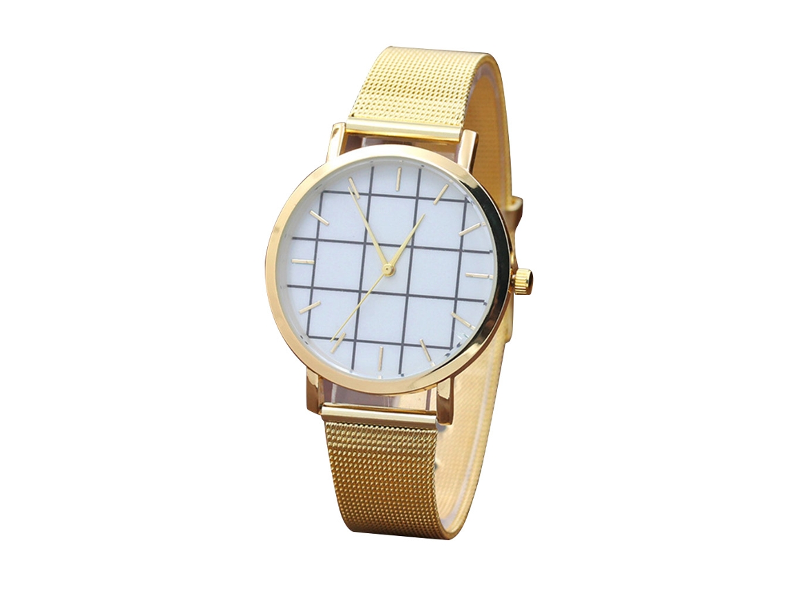 Reloj De Pulsera Sencillo Para Mujer De Aleación Con Correa De Malla Cuadrada.