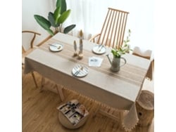 Toalha De Mesa Retangular Em Linho E Algodão, Estilo Japonês, Com Borda De Renda.