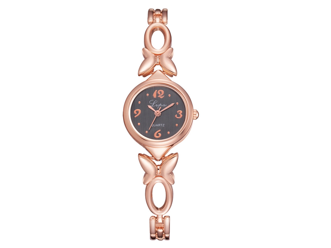 Reloj De Pulsera De Cuarzo Para Mujer Lvpai Con Brazalete De Aleación, Estilo Moderno, Oro Rosa, Negro.