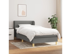 Cama Box Spring Con Colchón Tela Gris Oscuro 90x200 Cm