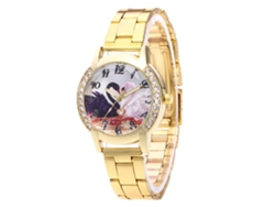 Reloj De Pulsera Unisex Zhoulianfa, Acero, Diamantes De Imitación, Cisne, Cuarzo De Lujo, Oro.