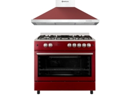 Estufa Solthermic® Combo Pack F9l50g2r Horno Panorámico Extractor Decorativo 8924 Roja 90