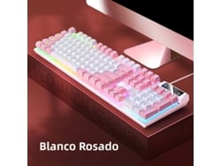(blanco Y Rosa) Teclado Para Juegos, 104 Teclas, Conexión Por Cable, Mecánico, Interfaz Usb