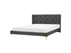 Cama con somier BELIANI Limoux de Terciopelo Negro 167x213x96