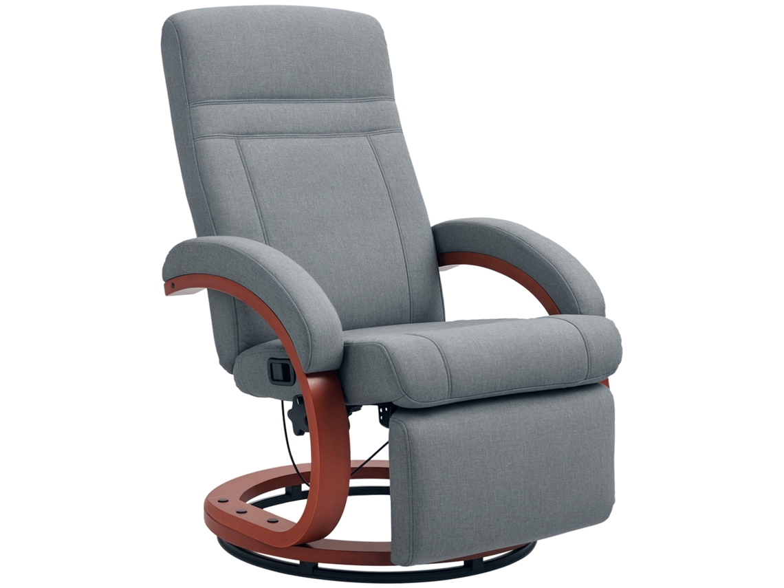Sillón Reclinable Giratorio Con Reposapiés, Tela Gris