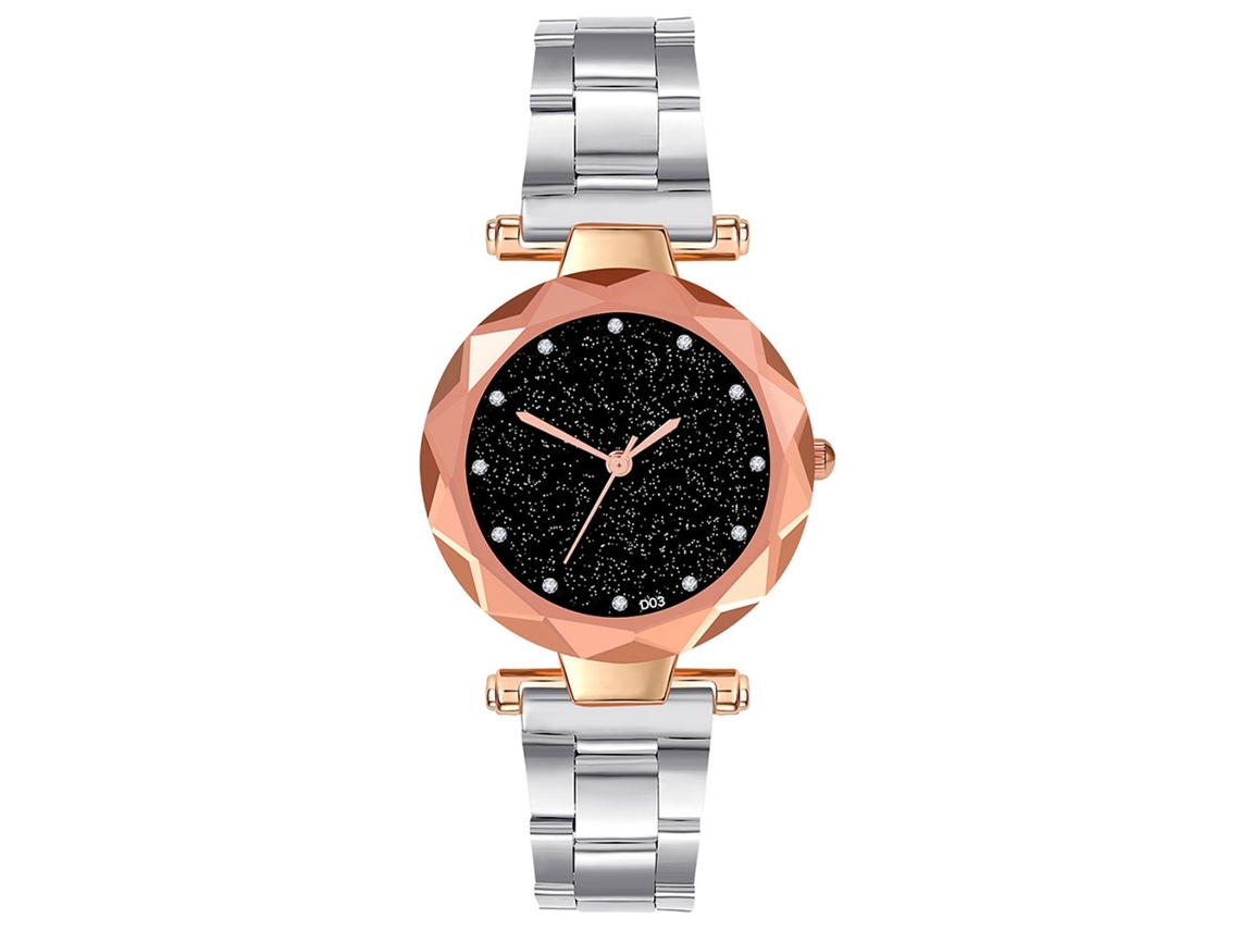 Reloj De Pulsera Analógico De Cuarzo Con Brazalete De Acero Inoxidable, Modelo D03-w, Color Plata.