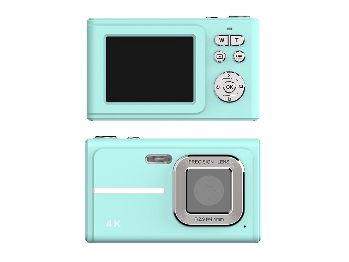 Cámara digital Cuich 4K HD CCD estilo retro, tarjeta de memoria de 32 GB y batería recargable verde