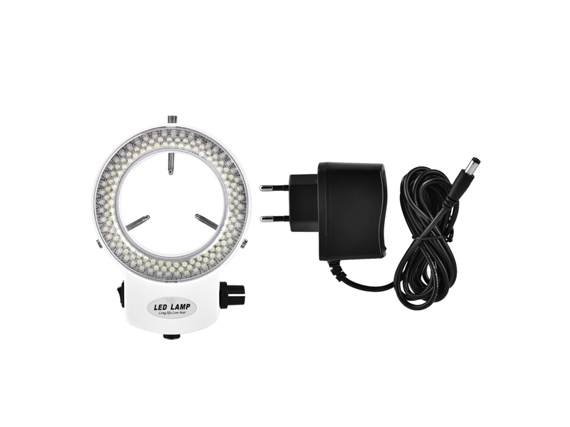 Anillo de luz LED 2026 con 144 perlas para cámara de microscopio, brillo ajustable, luz blanca.